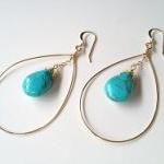 Turquoise Circle Drop Gold Filled Earrings