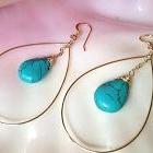 Turquoise Circle Drop Gold Filled Earrings